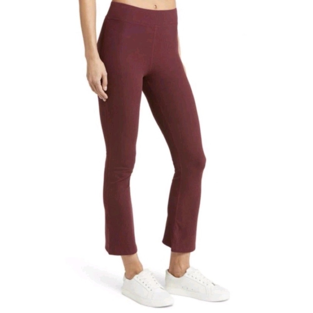 Outdoor Voices SuperForm Rib Kick Flare Pant S Maroon Cropped Ribbed Yoga Lounge